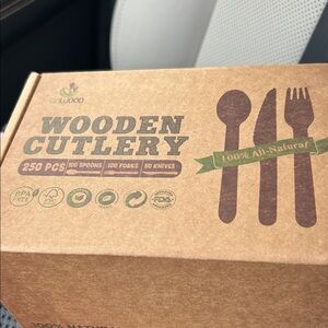Natural Wooden Cutlery Set - 250 PCS